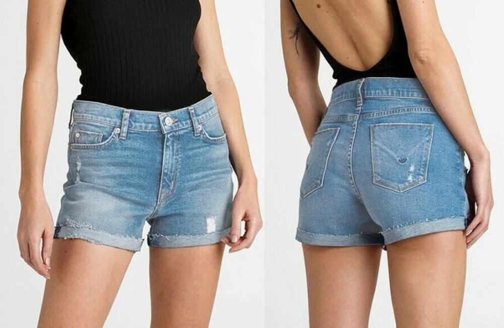 Hudson Jeans Valeri Proxi Wash Cut Off Cuff Stretch Denim Shorts